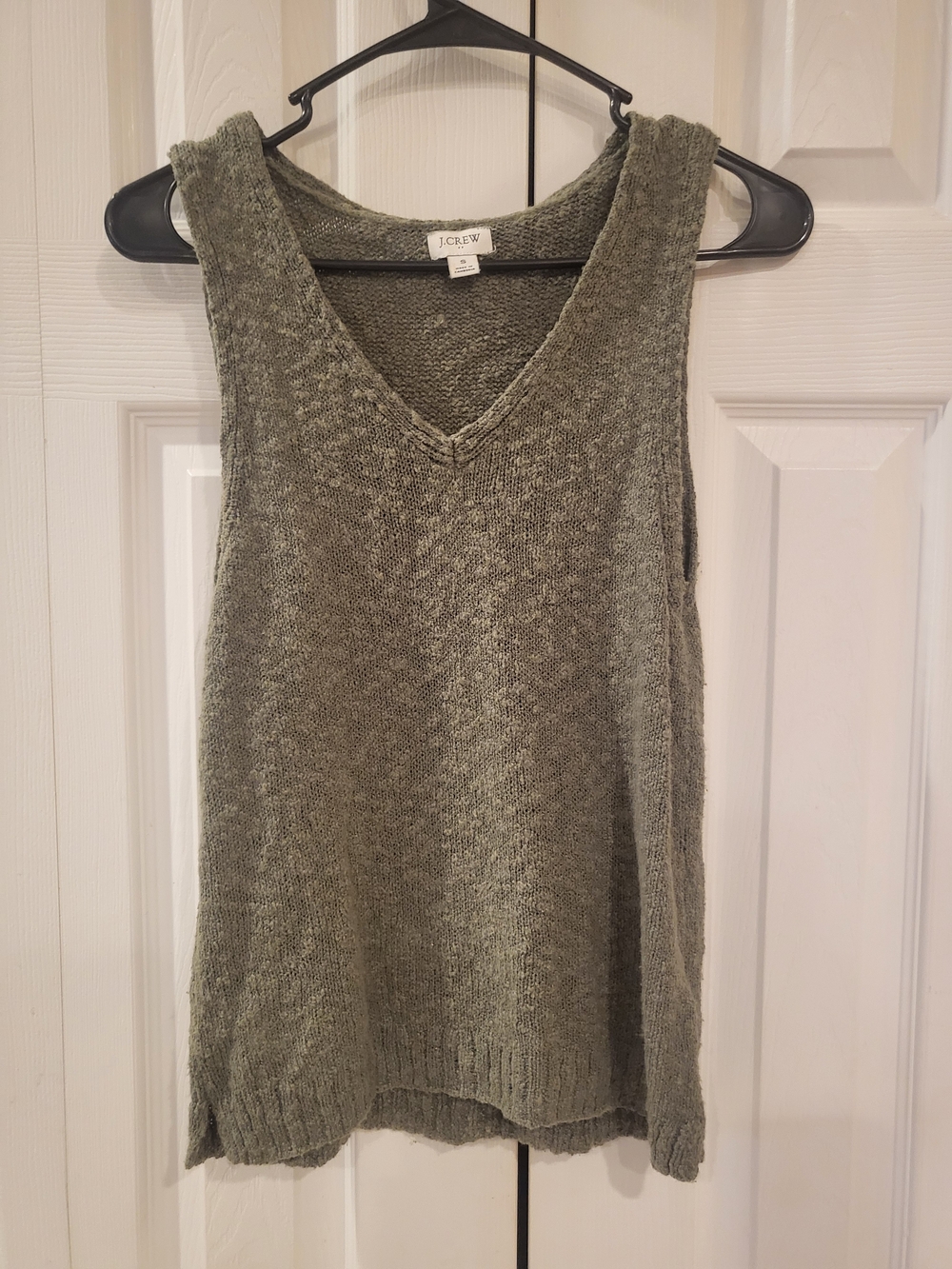 J.Crew Olive Green Lightweight V-Neck Knit Sweater Tank - Size S